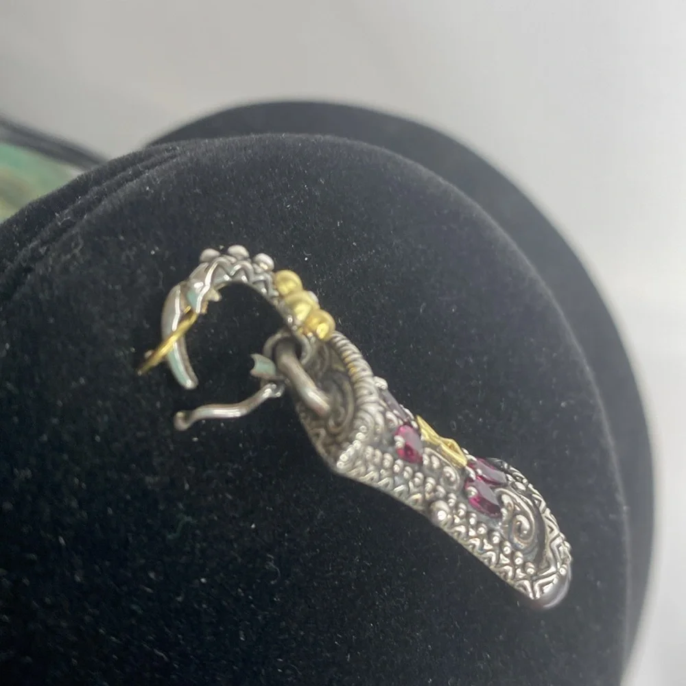 Barbara Bixby Sterling and 18k gold accent Lock pendant / enhancer - Picture 5 of 6